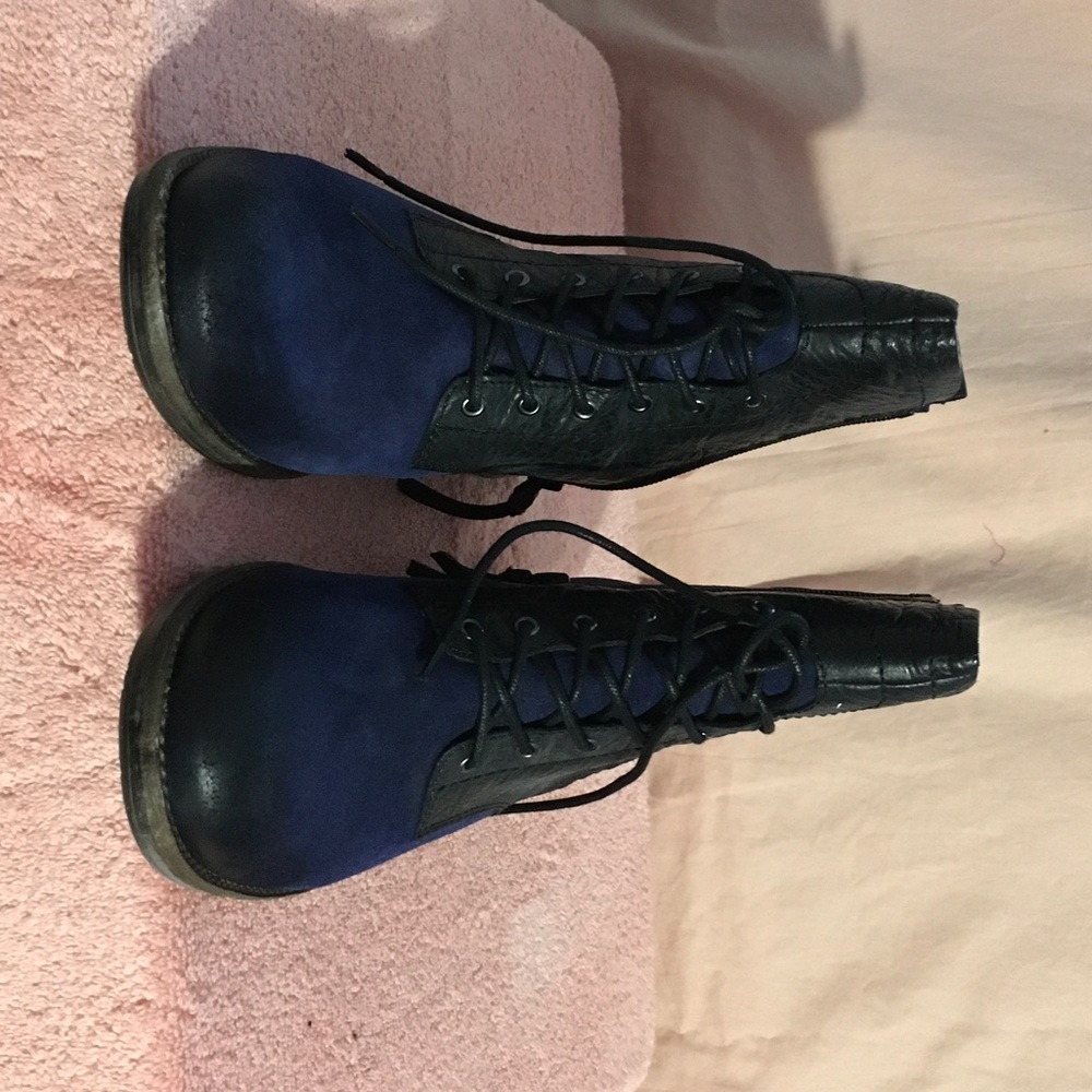 Naya Black and Blue Lace Up Boots